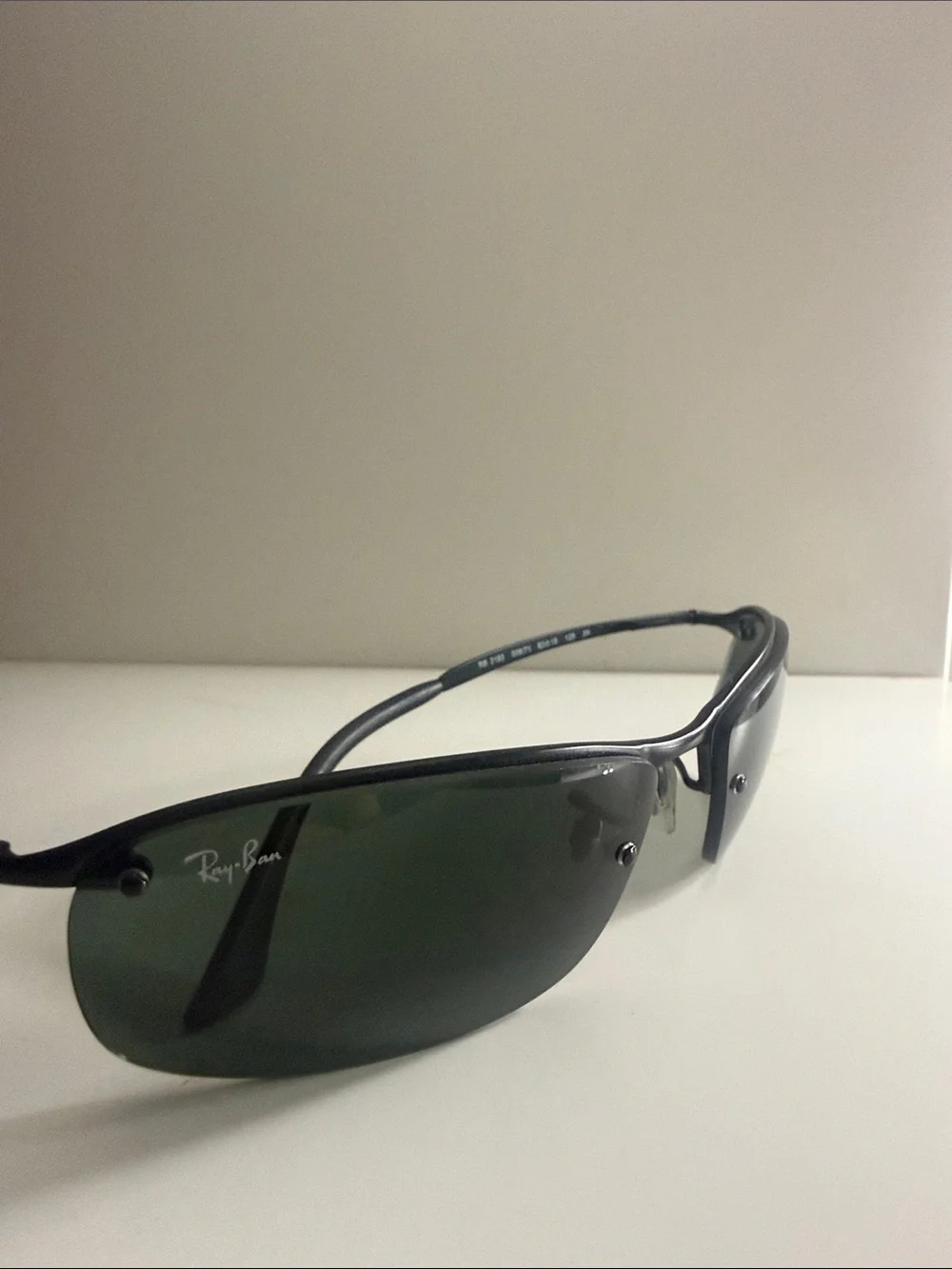 Ray-Ban Semi-Rimless Polarized Sunglasses - Black/Green